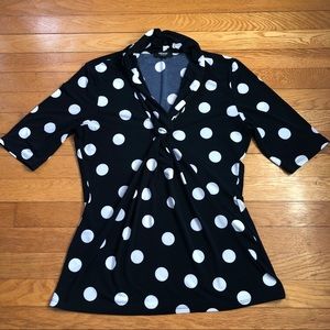 PREMISE STUDIO Short Sleeved Polka Dot Blouse